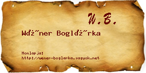 Wéner Boglárka névjegykártya